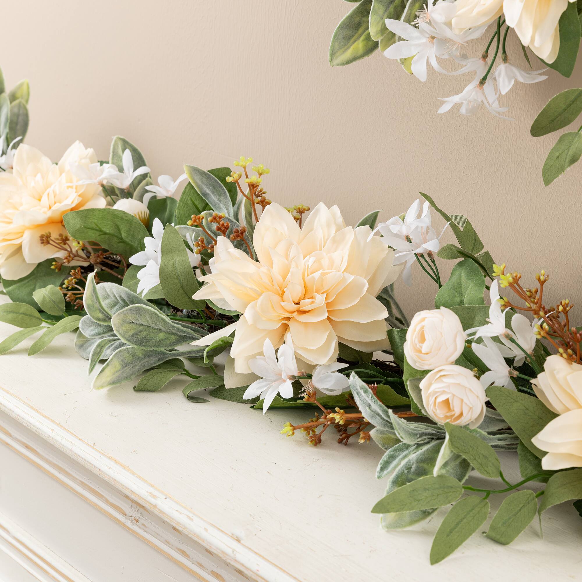 Glitzhome® 6ft. Peach Dahlia Floral Garland